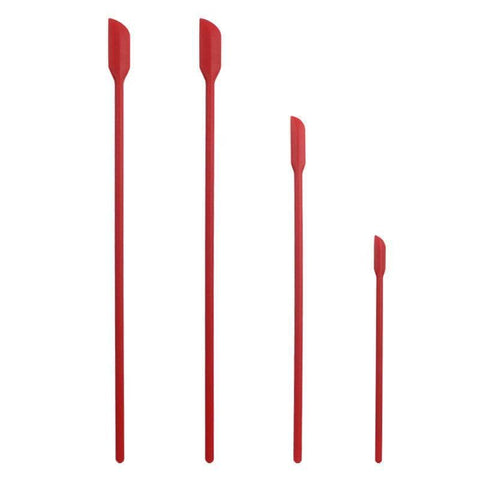 Silicone Mini Spatula Set of 4, Long Jar Scrapers - Red