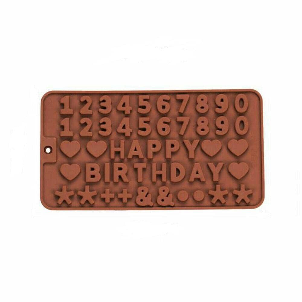 Silicone Number and Happy Birthday Baking Mould for Chocolate, Candy and Resin Crafts