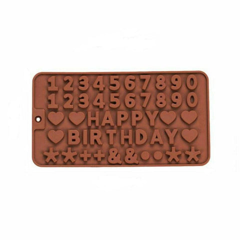Silicone Number and Happy Birthday Baking Mould for Chocolate, Candy and Resin Crafts