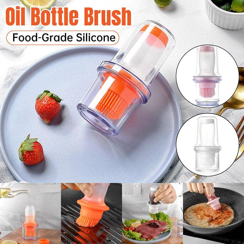Silicone Oil Dispenser Brush with Storage Lid - Grey - view 2