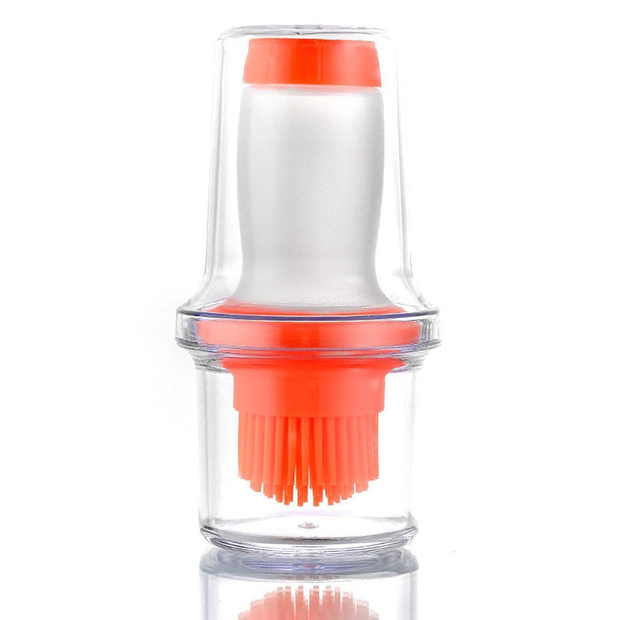 Silicone Oil Dispenser Brush with Storage Lid - Orange