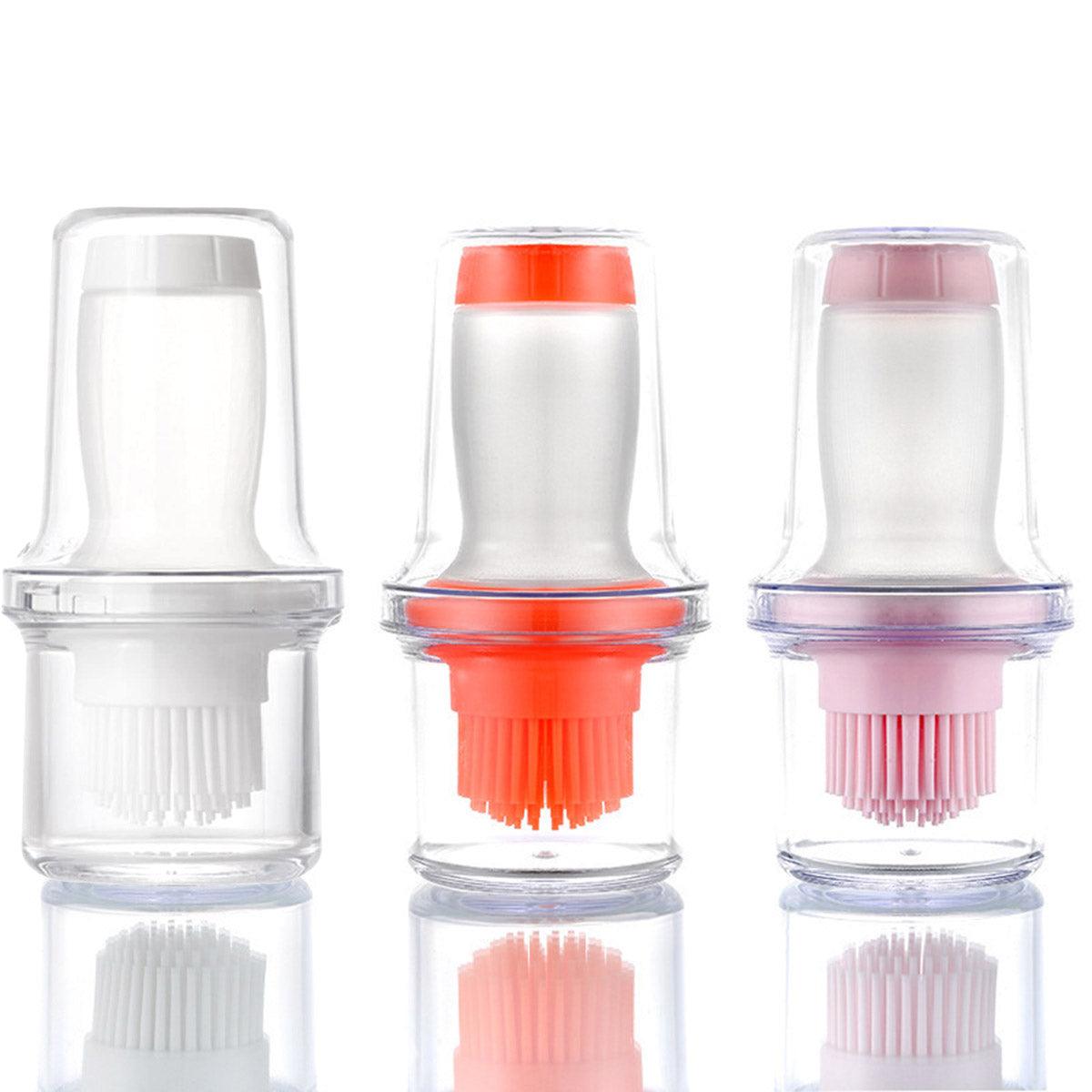 Silicone Oil Dispenser Brush with Storage Lid - Orange - view 3