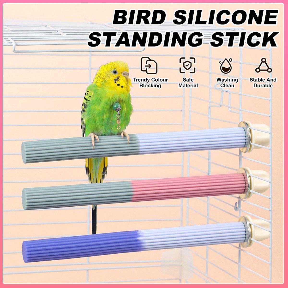 Silicone Parrot Perch Stand - Pink and Grey - view 2