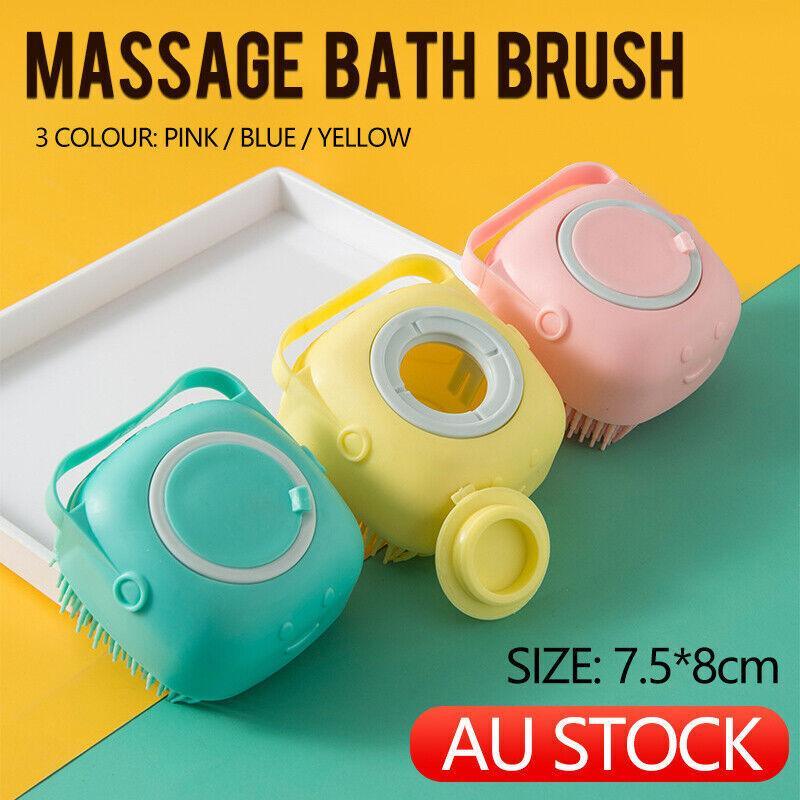 Silicone Pet Bath Massage Brush with Shampoo Dispenser - Yellow - view 2