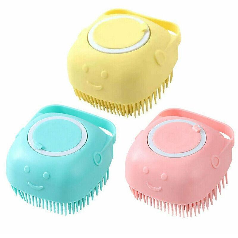 Silicone Pet Bath Massage Brush with Shampoo Dispenser - Yellow - view 3