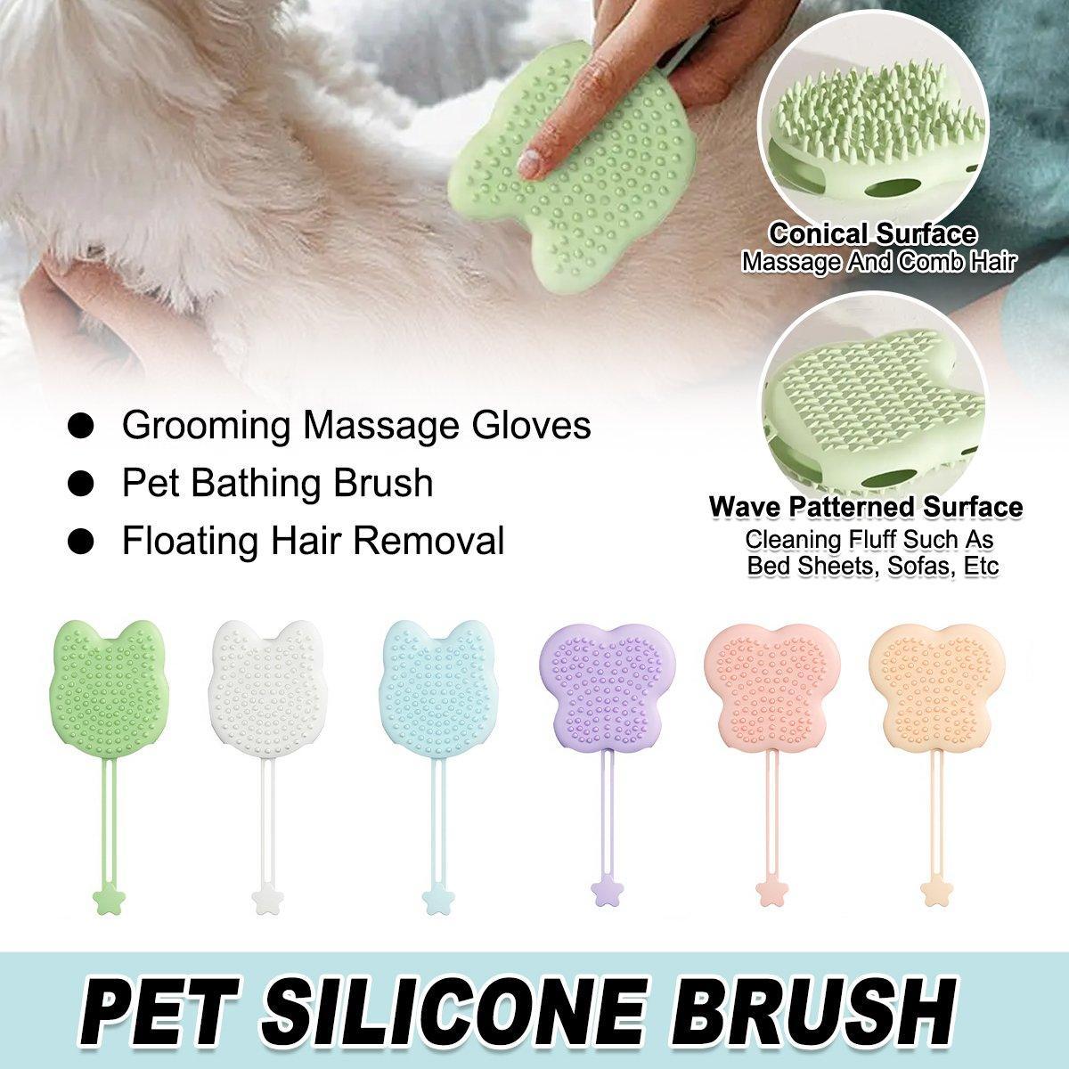 Silicone Pet Brush for Grooming and Furniture Hair Removal - Pink - view 2