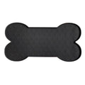 Silicone Pet Feeding Mat, Bone Shaped, Waterproof - Black