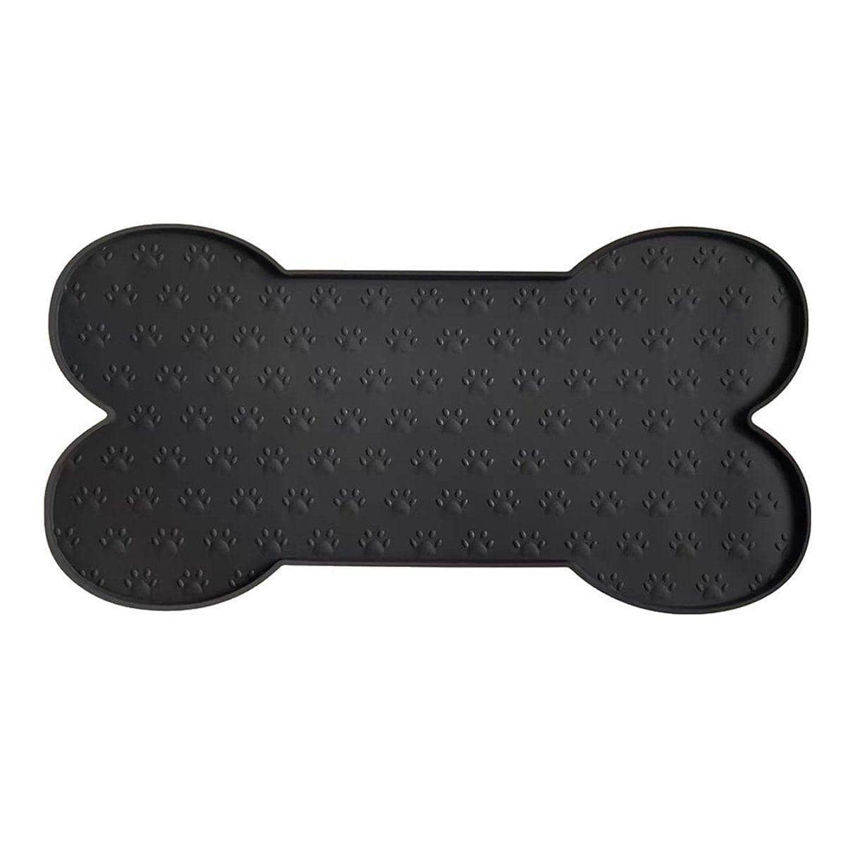 Silicone Pet Feeding Mat, Bone Shaped, Waterproof - Black