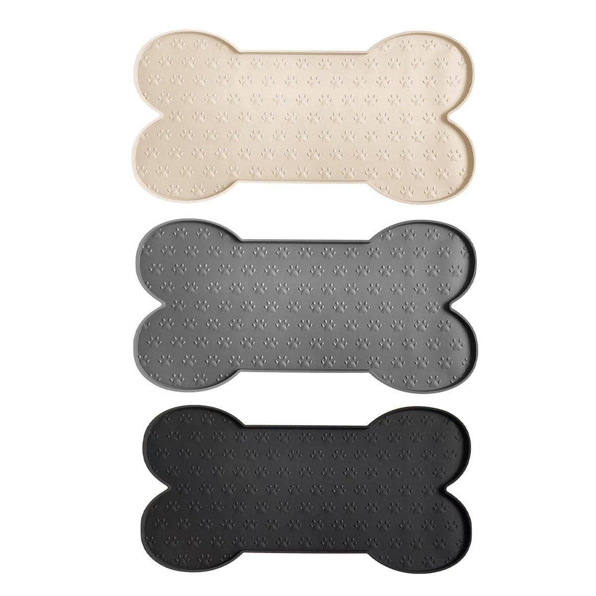 Silicone Pet Feeding Mat, Bone Shaped, Waterproof - Black - view 3