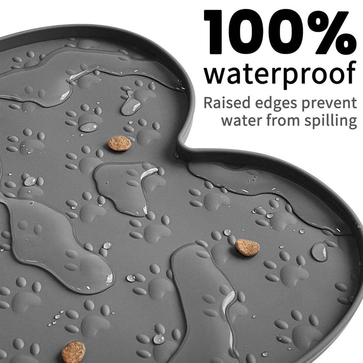 Silicone Pet Feeding Mat, Bone Shaped, Waterproof - Black - view 5