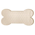 Silicone Pet Feeding Mat, Bone Shaped, Waterproof - Cream
