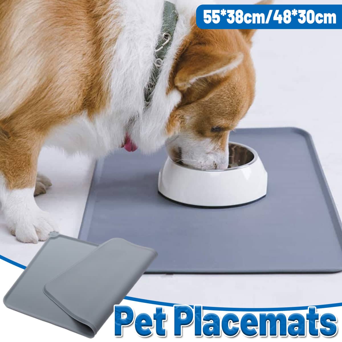 Silicone Pet Feeding Mat - Grey, 55 x 38 cm - view 2