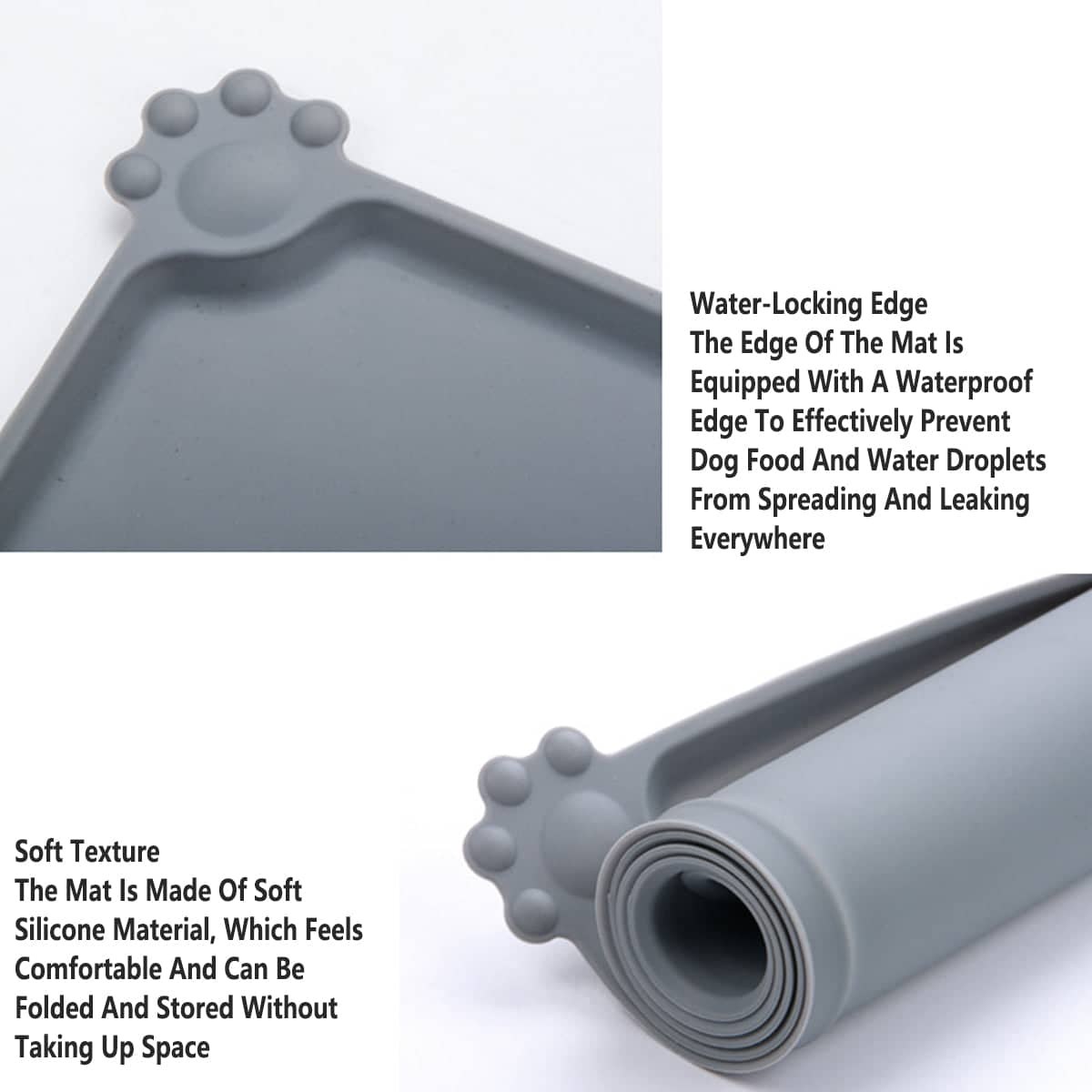Silicone Pet Feeding Mat - Grey, 55 x 38 cm - view 4