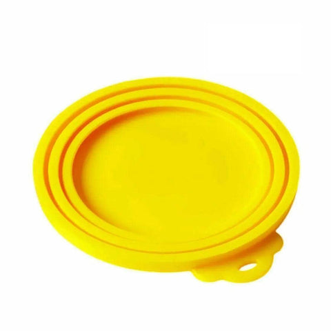 Silicone Pet Food Can Cover - Yellow, Pack of 2