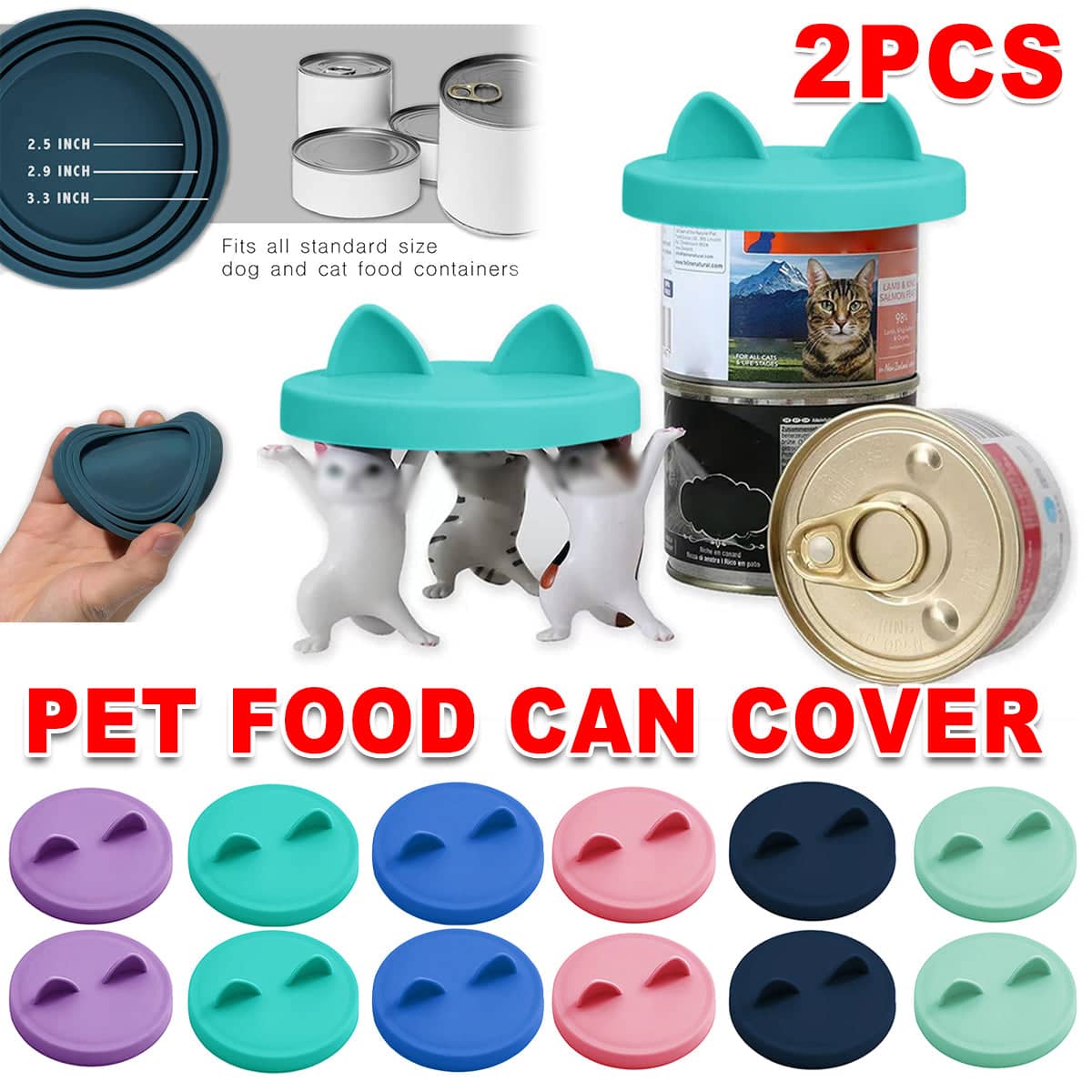 Silicone Pet Food Can Lids, Pack of 2 - Pink - view 2