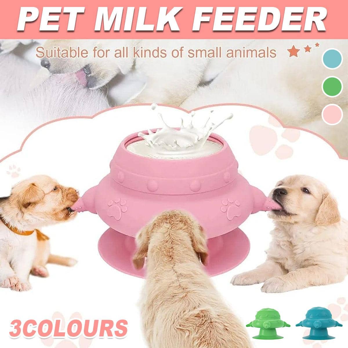 Silicone Pet Milk Feeder for Puppies and Kittens - Teal Blue - view 2