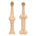 Silicone Pet Toothbrush Set of 2 for Dogs and Cats - Beige