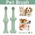 Silicone Pet Toothbrush Set of 2 for Dogs and Cats - Beige - view 2