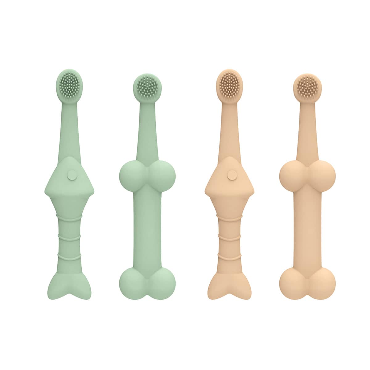 Silicone Pet Toothbrush Set of 2 for Dogs and Cats - Beige - view 3
