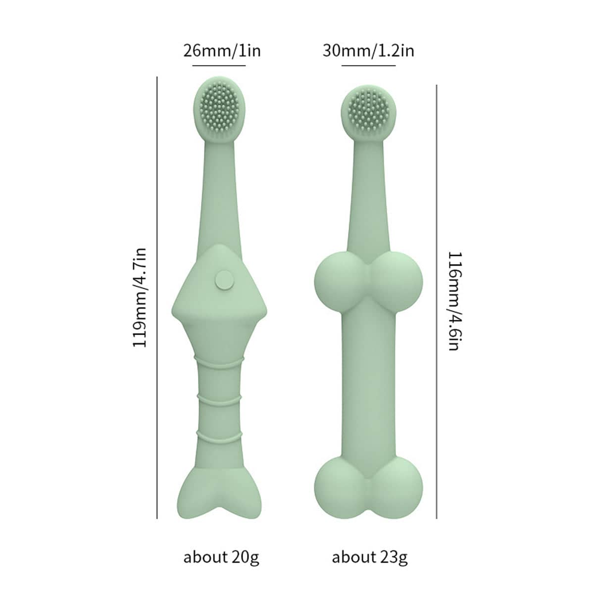 Silicone Pet Toothbrush Set of 2 for Dogs and Cats - Beige - view 4
