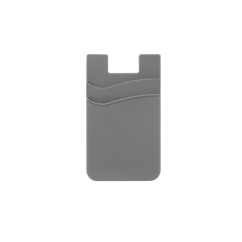 Silicone Phone Card Holder Double Layer Adhesive Wallet - Grey