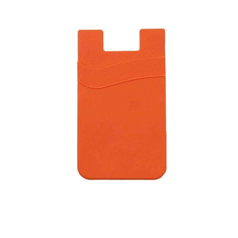 Silicone Phone Card Holder Double Layer Adhesive Wallet - Orange