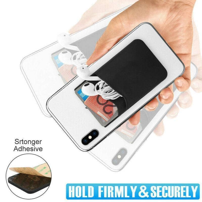 Silicone Phone Card Holder Double Layer Adhesive Wallet - Orange - view 5