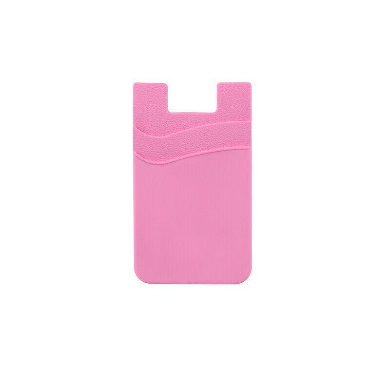 Silicone Phone Card Holder Double Layer Adhesive Wallet - Pink