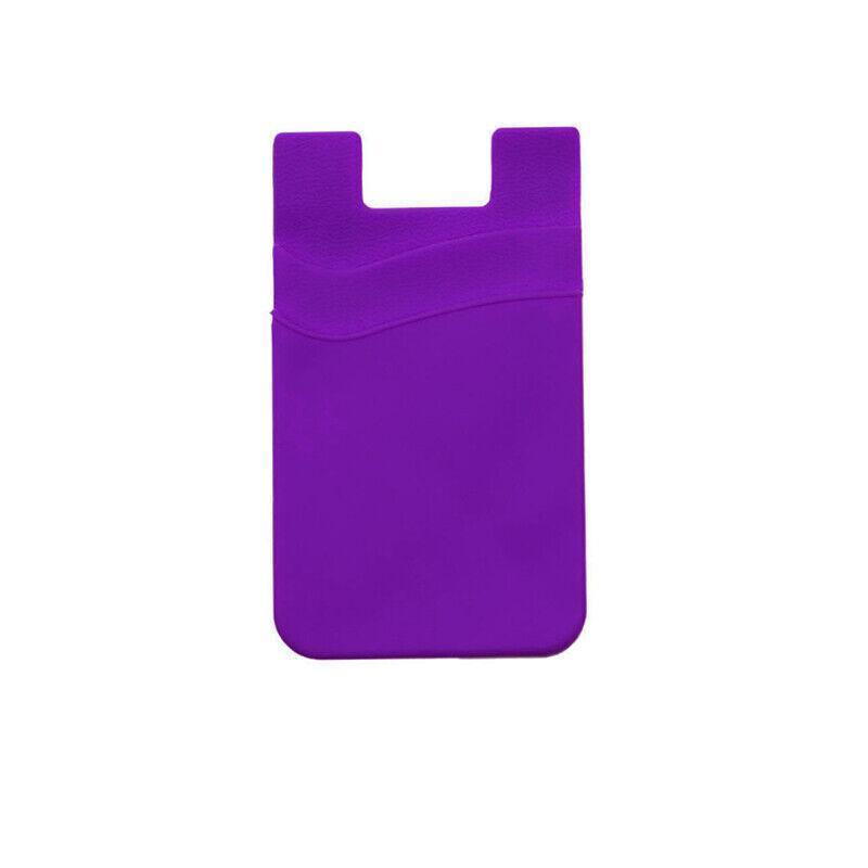 Silicone Phone Card Holder Double Layer Adhesive Wallet - Purple