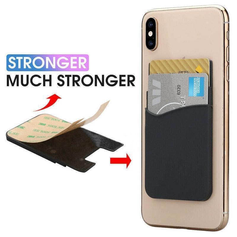 Silicone Phone Card Holder Double Layer Adhesive Wallet - Purple - view 6