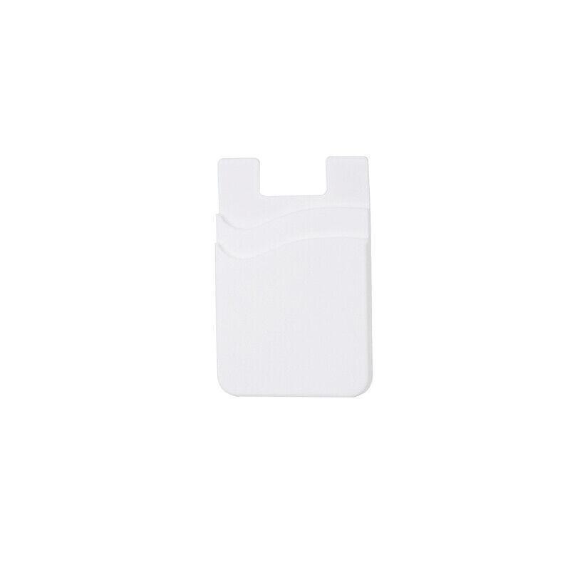 Silicone Phone Card Holder Double Layer Adhesive Wallet - White