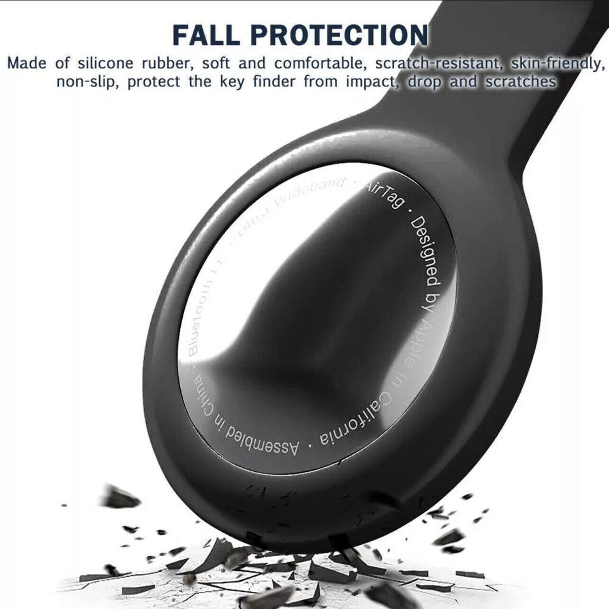 Silicone Protective Case for Apple AirTag with Key Ring - Black - view 5