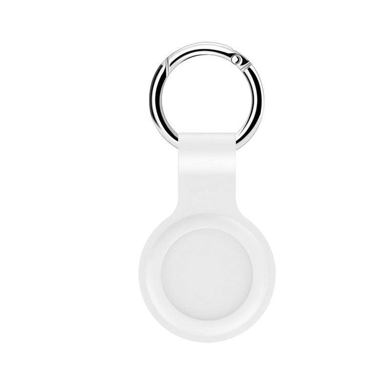 Silicone Protective Case for Apple AirTag with Key Ring - White