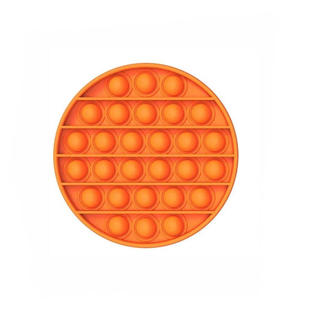 Silicone Push Pop Bubble Fidget Toy Sensory Stress Relief - Orange Round