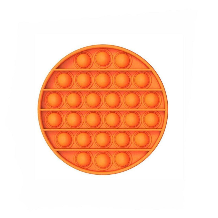 Silicone Push Pop Bubble Fidget Toy Sensory Stress Relief - Orange Round