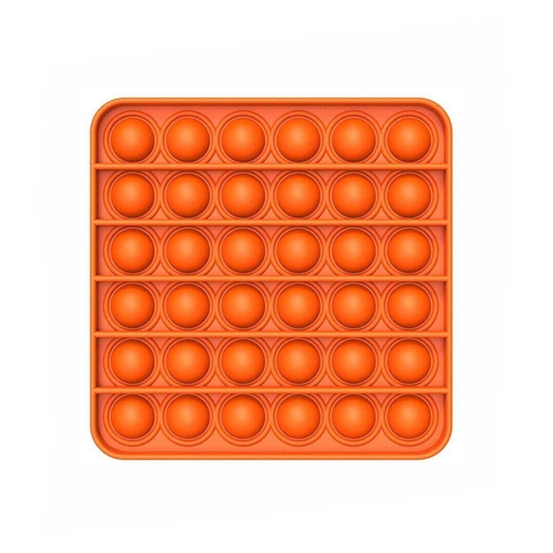 Silicone Push Pop Bubble Fidget Toy Sensory Stress Relief - Orange Square