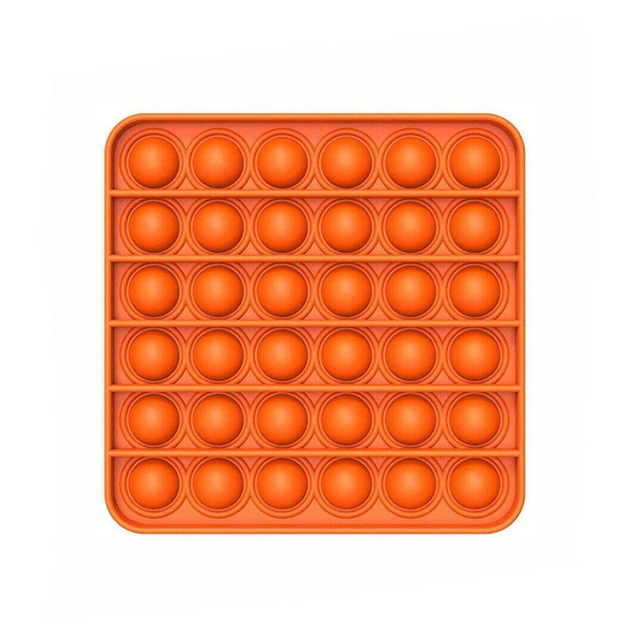 Silicone Push Pop Bubble Fidget Toy Sensory Stress Relief - Orange Square