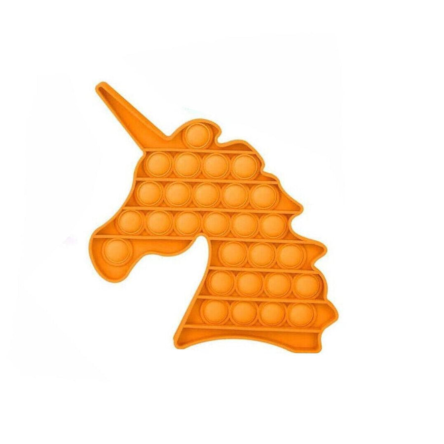 Silicone Push Pop Bubble Fidget Toy Sensory Stress Relief - Orange Unicorn