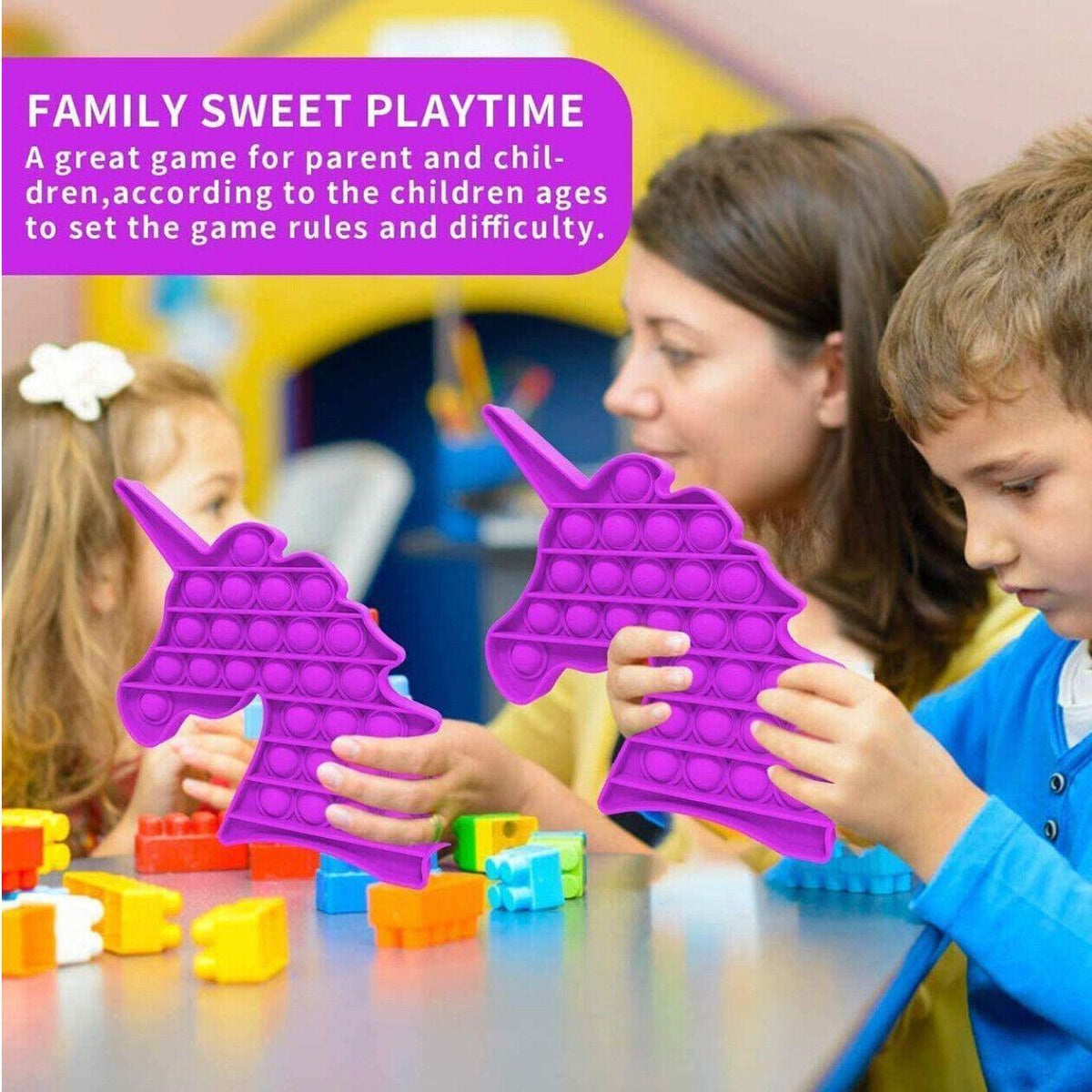 Silicone Push Pop Bubble Fidget Toy Sensory Stress Relief - Purple Square - view 4