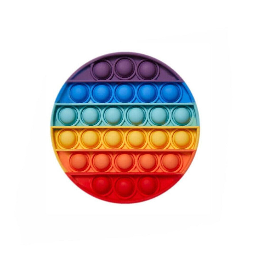 Silicone Push Pop Bubble Fidget Toy Sensory Stress Relief - Rainbow Round