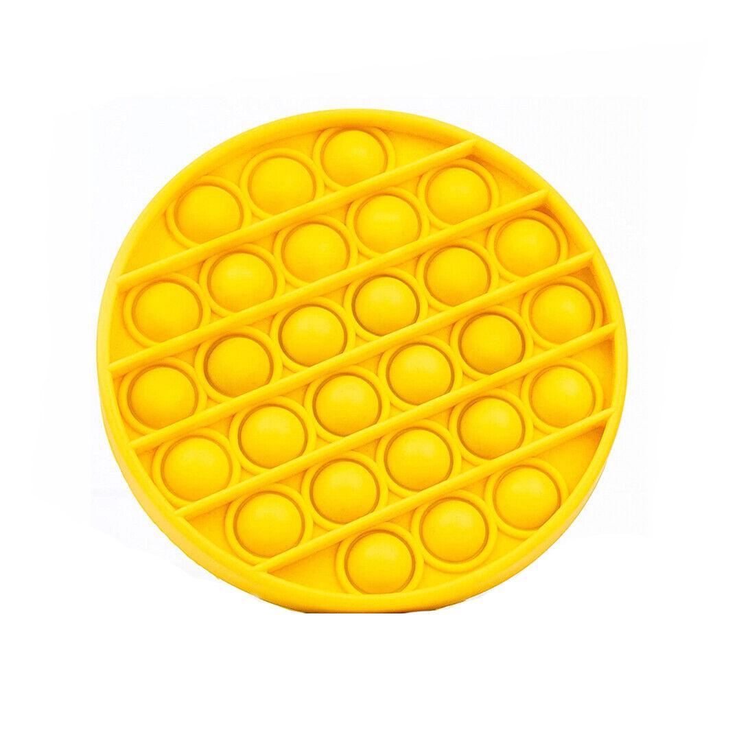 Silicone Push Pop Bubble Fidget Toy Sensory Stress Relief - Yellow Round