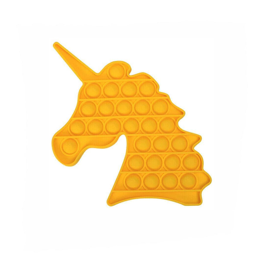 Silicone Push Pop Bubble Fidget Toy Sensory Stress Relief - Yellow Unicorn