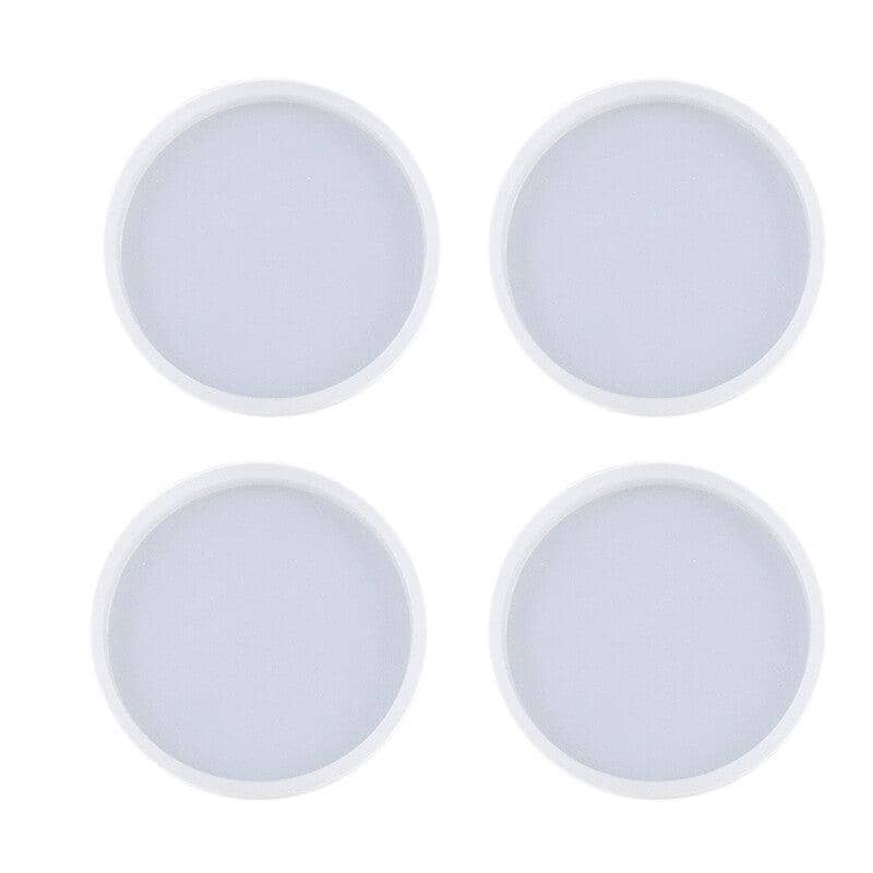 Silicone Resin Casting Mould Coaster - Large Round 8.8 cm, Pack of 4