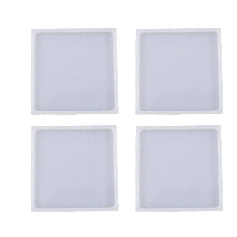 Silicone Resin Casting Mould Coaster - Large Square 10.7 cm, Pack of 4