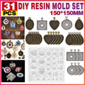 Silicone Resin Mould Jewellery Casting Epoxy Pendant Tray Craft Kit, Set of 31