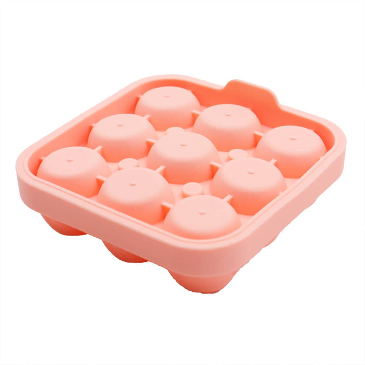 Silicone Rose Ice Ball Mould with Lid, 9 Ice Balls - Pink