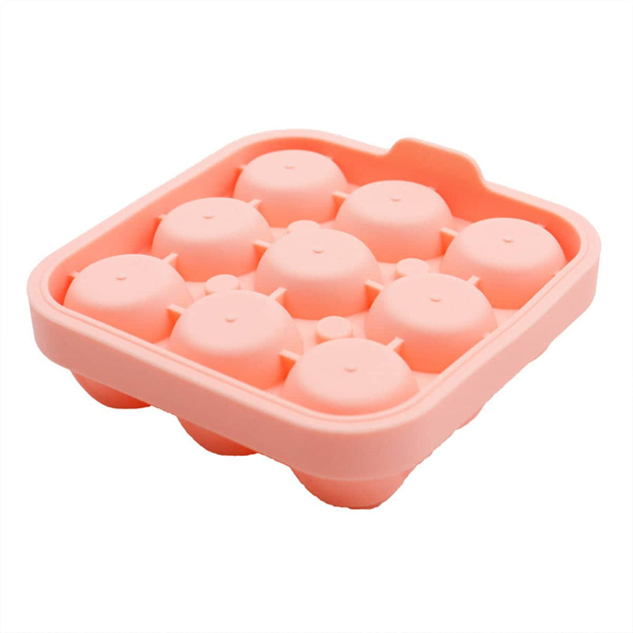 Silicone Rose Ice Ball Mould with Lid, 9 Ice Balls - Pink