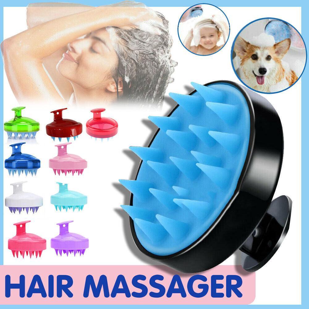 Silicone Scalp Shampoo Brush Hair Washing Massager - Blue - view 2