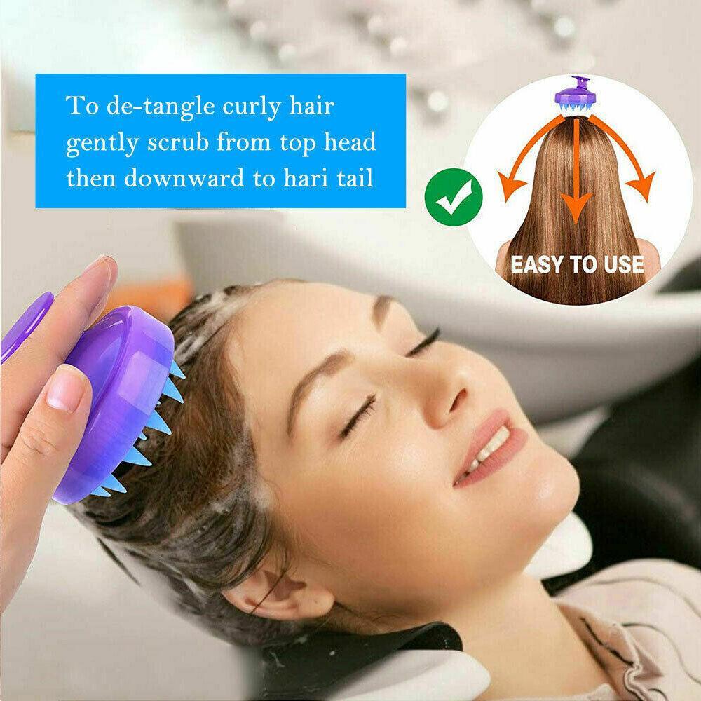 Silicone Scalp Shampoo Brush Hair Washing Massager - Red - view 8