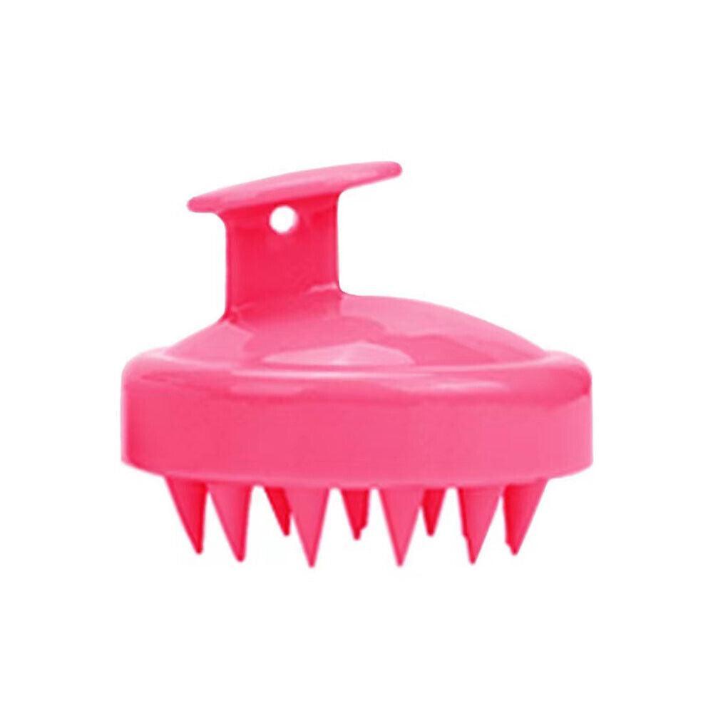 Silicone Scalp Shampoo Brush Hair Washing Massager - Rose Red
